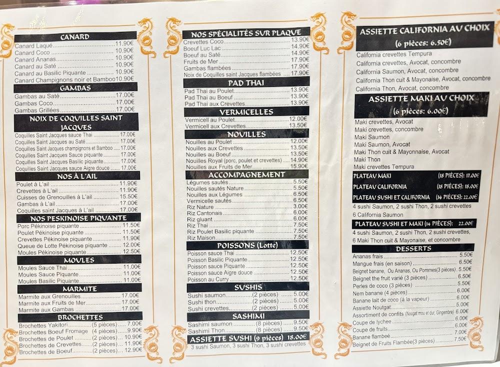 Soleil d'Asie - Menu Image 1