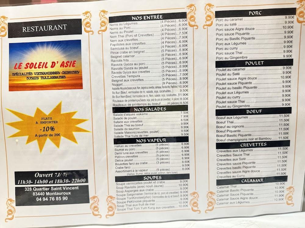 Soleil d'Asie - Menu Image 2